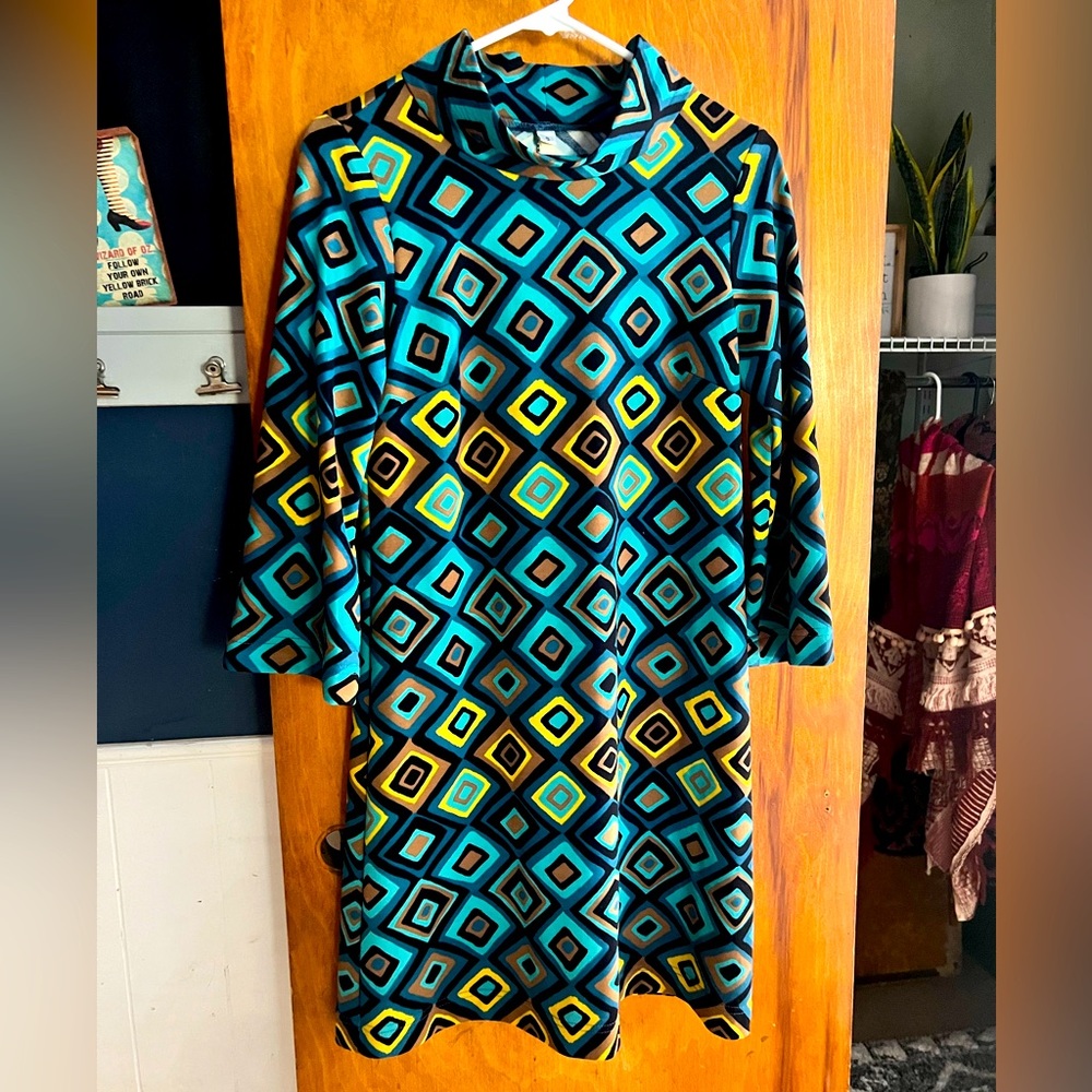 Uncle Frank Mock-neck Retro Dress